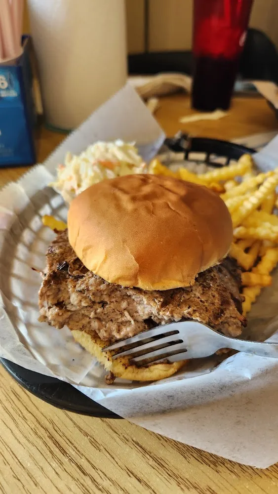 Juicy Tender Grilled Pork Tenderloin with Fries and Cole Slaw